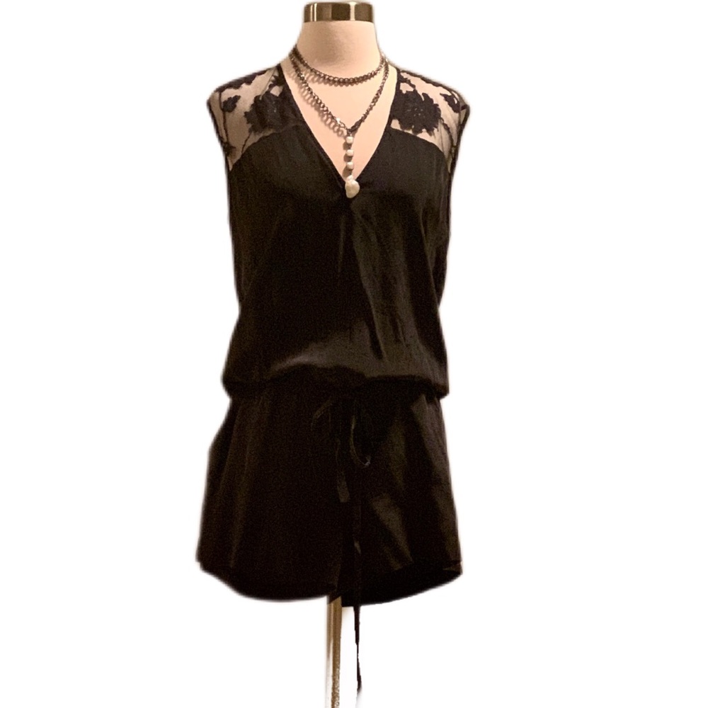 Black silk and Lace Romper